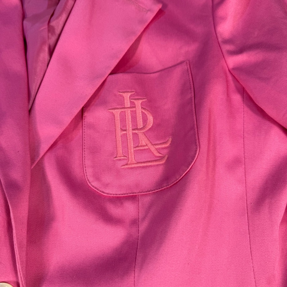 Lauren Ralph Lauren Pink Cotton Blazer Embroidery Logo Preppy Barbie Size 10 Y2K - Picture 8 of 16
